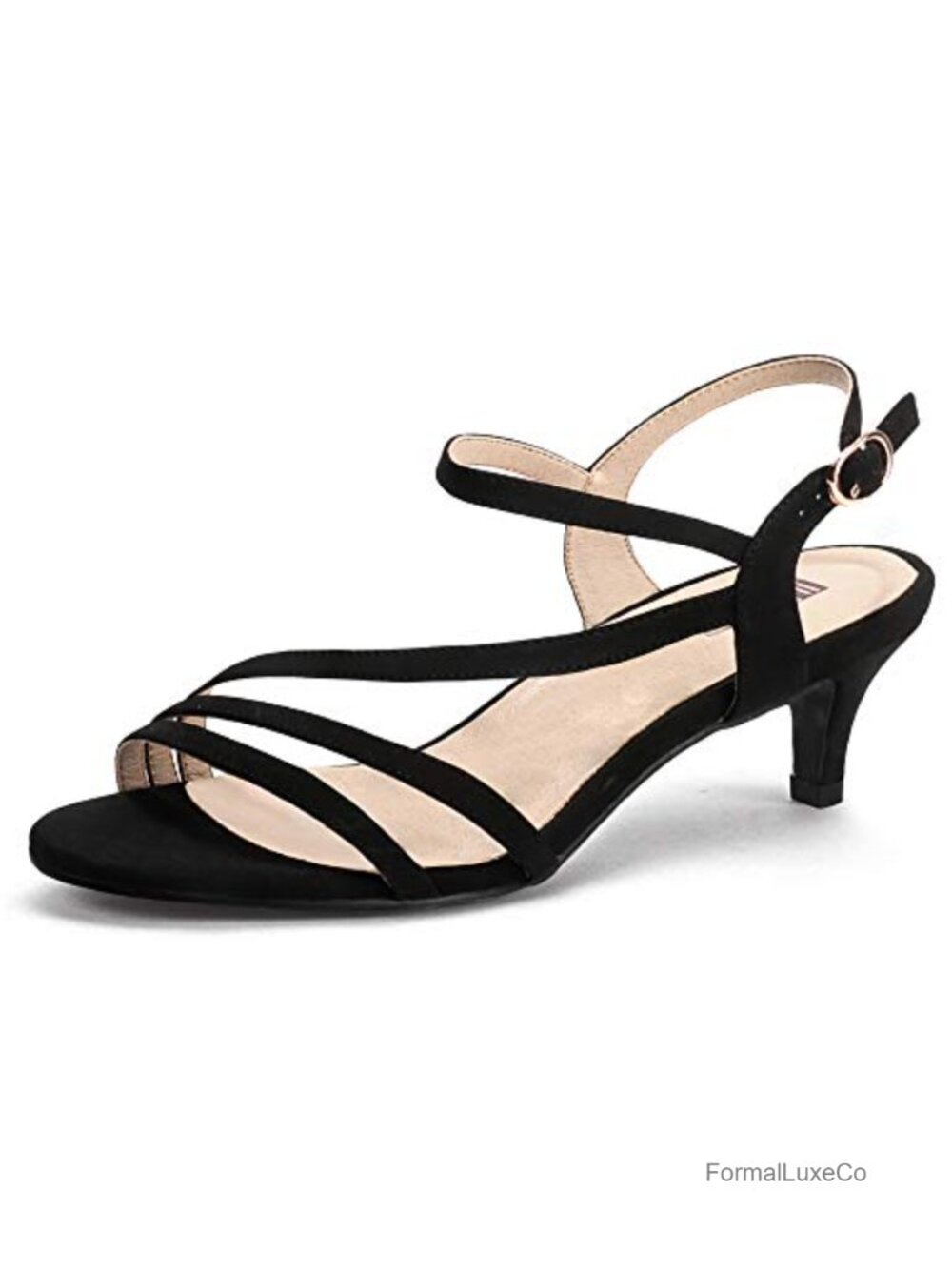 Strappy Low Kitten Heels Open Toe Slingback Dressy Sandals 2 Inch Heel